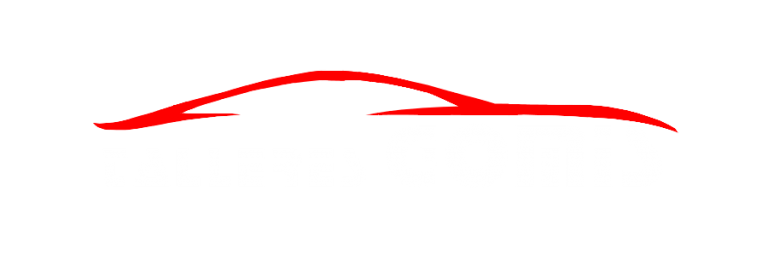 Logotipo de colores rojo y blanco de Talleres Gomis